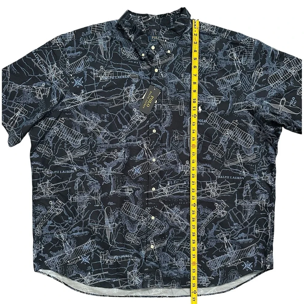 Polo Ralph Lauren 4XB Big & Tall Airplane Print Short‎ Sleeve Button Down Shirt
